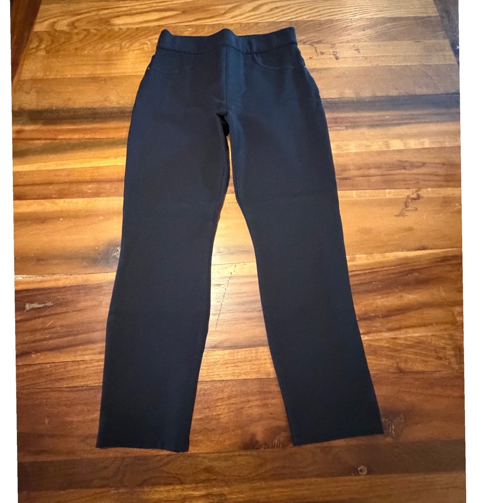 Spanx The Perfect Pant Slim Straight Leg Black Ponte Trousers Petite Small S/P